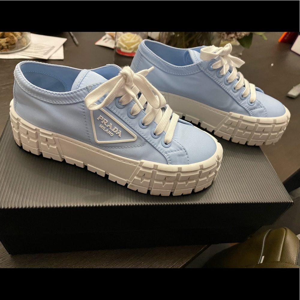 Prada platform blue sneakers size 38